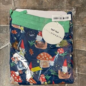 Little Sleepies Gnome and Mushroom Pajama Set - Blue and Green